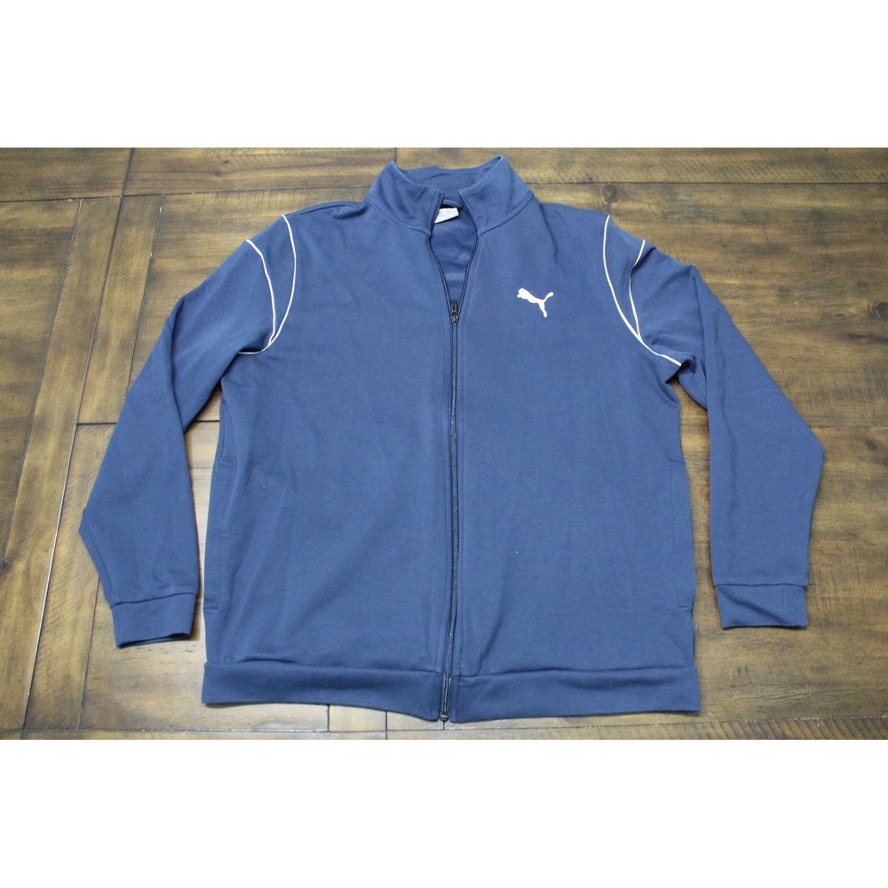 Puma Mens Navy Blue Full Zip Track Jacket White Piping XL 683823-14